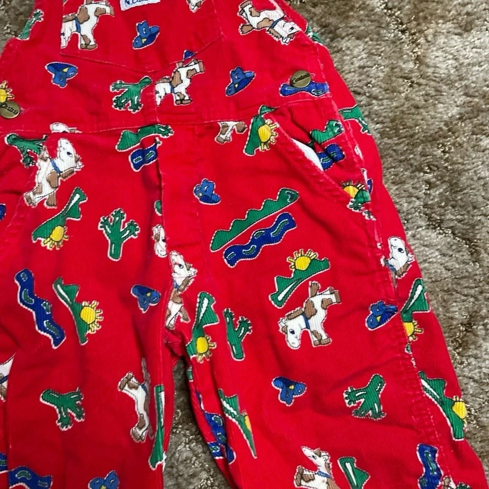Vintage Carter's‎ Vintage Size 4 Year Old Corduroy Red Zoo Overalls